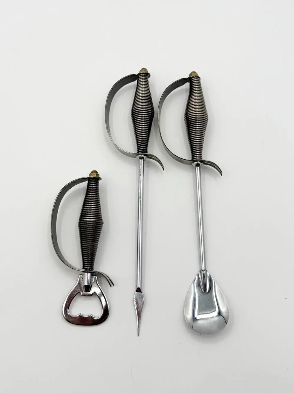 Vtg Royal London Swordsman Bar Tools Set 3 Opener Pick Spoon Japan 1969 Swords